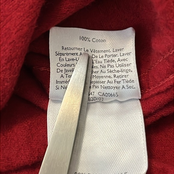 Eddie Bauer Cotton Flannel Button Down Shirt in Solid Red - Picture 12 of 12